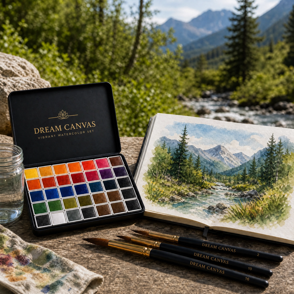 Dream Canvas Vibrant Watercolor Set for Creative Painting